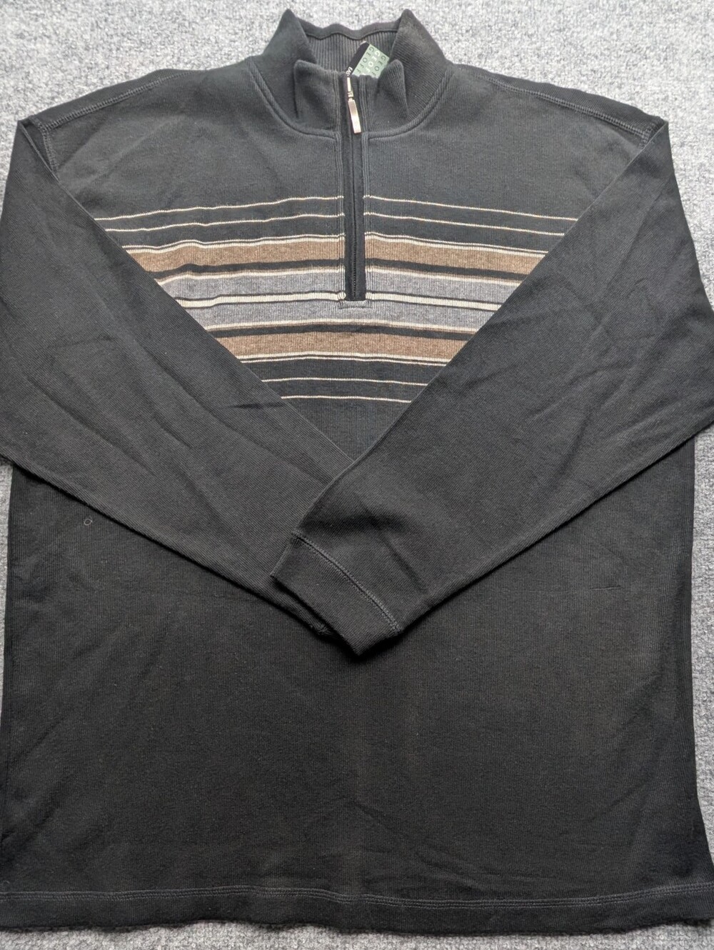 Geoffrey Beene Men's 1/4 Zip Long Sleeve Sweater XL 100% Cotton Black